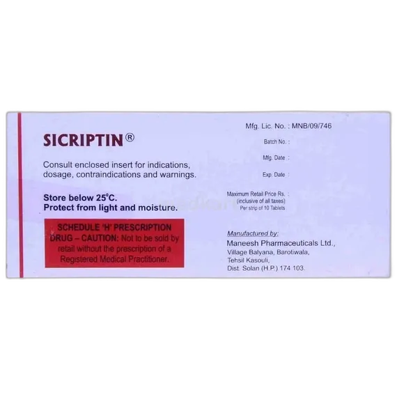 sicriptin 2.5mg tablet 10's